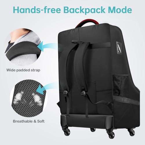Image of YOREPEK Car Seat Travel Bag with 4 Spinner Wheels & Stable Base | Padded Carseat Bags for Air Travel with Shoulder Straps, Car Seat Carrier for Airport with Extra Pocket for Baby Essentials