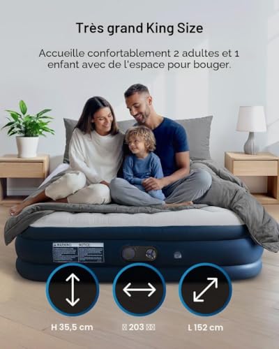 Active Era Matelas Gonflable 2 Personnes 152×203×35,5 cm – Confort Max, Pompe Électrique Intégrée, Gonflage Rapide 3 Min, Doux & Velours, Idéal Maison et Invités – vue 5
