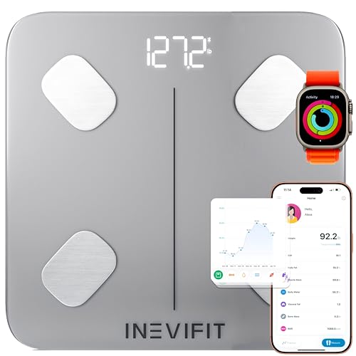 Pèse-personne connecté INEVIFIT Eco-SIL, design haut de gamme pour analyse de masse grasse