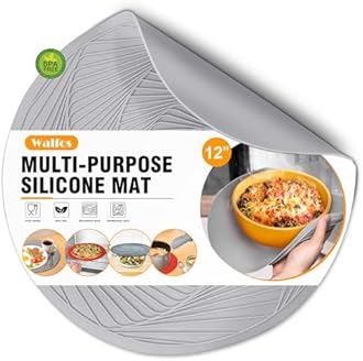 Walfos 12-Inch Silicone Microwave Mat & Pot Holders, Non-Slip Heat Resistant for Oven, Hot Pot, Bowl