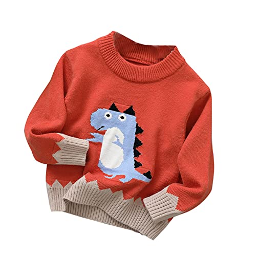 Toddler Boy Girl Fall Winter Knit Sweater Long Sleeve Dinosaur Pattern Pullover Top Warm Sweatsuit (A, 2-3 Years)