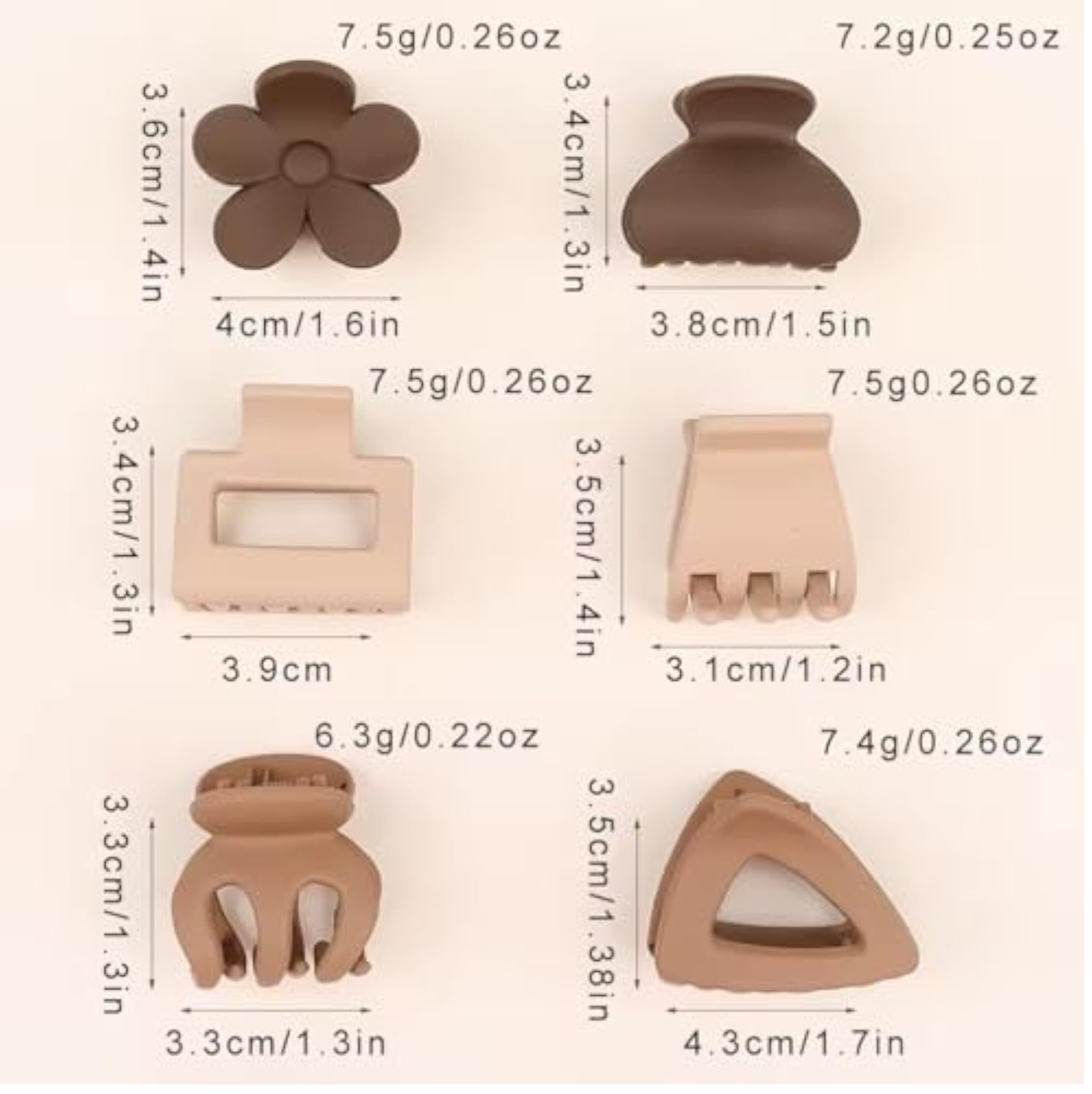 Mini Hair Clips Set, 3 Pieces in Multi Colors and Styles