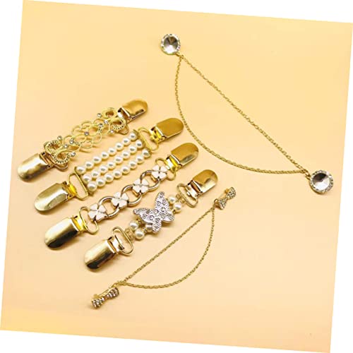 SECFOU 6 Pçs Suéter Clipe Vestidos Vintage Cardigã Feminino Broche De Strass Clipe Xale Broche Cardi