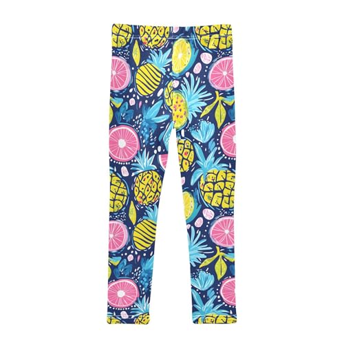 Tropical Fruit Pineapple Girls Leggings Soft Stretch Workout Yoga Dance Pants for Kids Casual Tights2