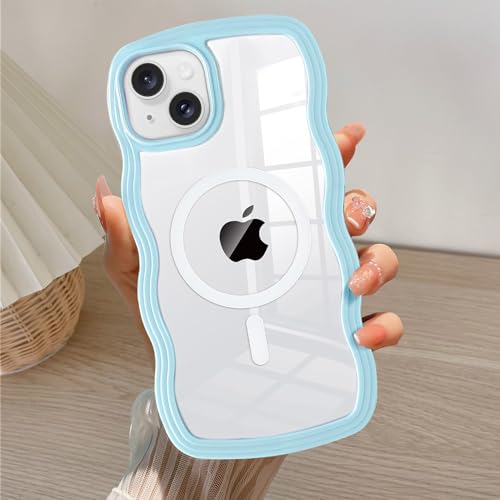 Coque iPhone 15 esthétique pour femmes et filles style bleu sierra