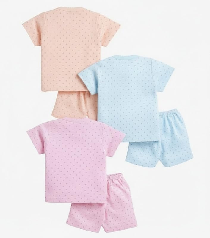 Image of BONUM Baby's Boy's Girl's 100% Cotton Button Shirt with Pyjama Pant Set of 3 New Born Baby Clothes