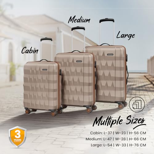 Image of Aristocrat Comet 8 Wheel Set of 2 (Small+Medium) Hard Case Trolley Bag | Combination Lock | Tough and Durable Polycarbonate Luggage | 3 Year International Warranty | Suitcase for Travel | Champagne