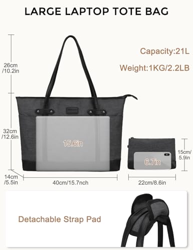RAVUO Laptop Tote Bag for Women, Water Resistant 15.6 Inch Computer Handbag Purse Teacher Bag With Portable Small Pouch2