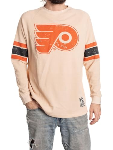 Calhoun Mens NHL Waffle Knit Long Sleeve Thermal Shirt Lightweight Cotton Blend Cold Weather Layering Top (Philadelphia Flyers Large)