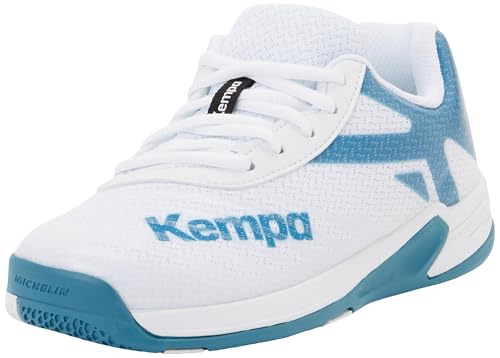 Kempa Unisex Kinder Wing 2.0 Junior Sport-Schuhe, Weiß Deep Blau, 29 EU
