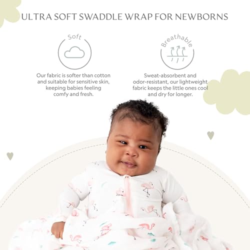 Image of Muslin Baby Swaddle - Breathable Receiving Blankets for Newborn Baby, 70% Viscose derived from Bamboo, 30% Spandex, Imported