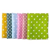 Qililandiy 6 Stück Baumwollstoff 100% Baumwolle Nähstoffe mit Muster Patchwork DIY Stoffpaket 46x56cm Zugeschnittene Stoff Quadrate zum Nähen Handwerk Deko Stern Punkt