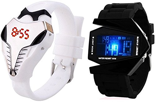 Pappi Haunt Unisex Black Digital LED Snake & Digital White LED Aircraft Model with Light Wrist Watch for Boys, Men & Kids (B01M0J0QSZ) Amazon Price History, Amazon Price Tracker