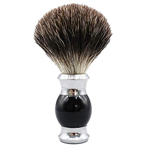 Bicrops Men's Pure Badger Hair Shaving Brush, Wet Shave, Stainless Steel and Smooth Acrylic Handle, Best Gift For Men