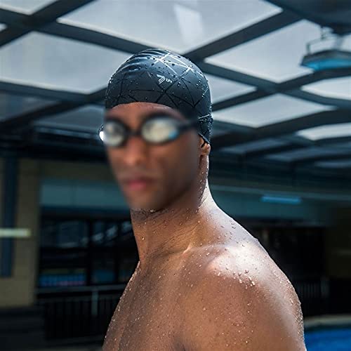 Gorro de natación 3D elástico profesional de gel de sílice, impermeable, protección auditiva, para adultos, hombres y mujeres, pelo largo, cubierta para piscina