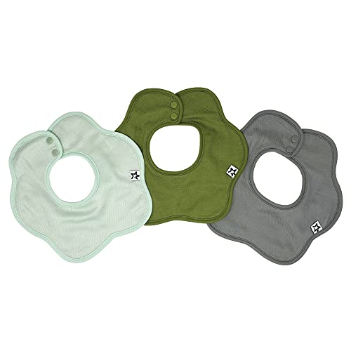 Tiny Twinkle Roundabout Drool Bibs 3 Pack - 360 Rotating Waterproof and Absorbent Teething Baby Bibs (Boy Set Sage 3-Pack)
