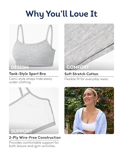 Image of Fruit of the Loom Women's Spaghetti Strap Cotton Pullover Sports Bra Value Pack