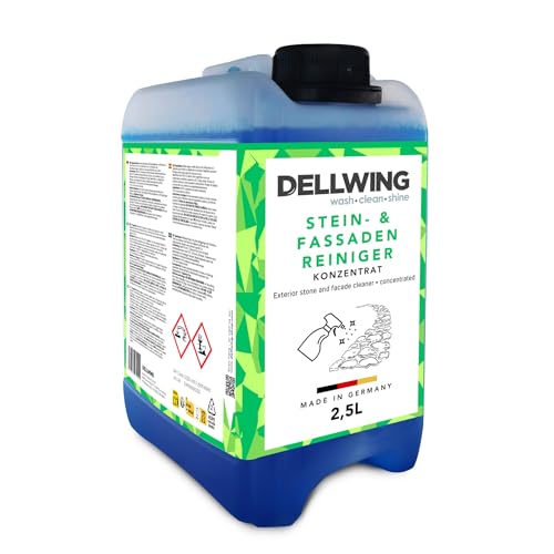 Dellwing Detergente per pietra e facciate 2.5 l, rimuovi alghe e muschio per facciate, intonaci, muri e pietre, concentrato, Made in Germany