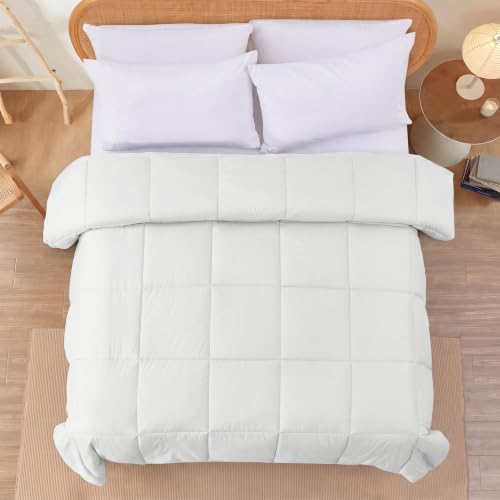 Image of Modern Threads Comforter Duvet Insert, Reversible Quilted Down Alternative Comforter with Corner Tabs, All Season Bedding, Twin, Antique White