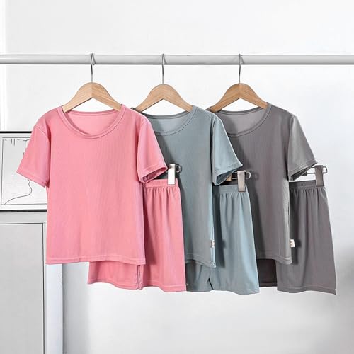 Girls Cotton 𝐏ajamas Short Sleeve 𝐏a𝐣ama Sets Kids Sl𝐞epwear Summer 𝐏js Tops and Shorts Set for Girls Loung𝐞wear2