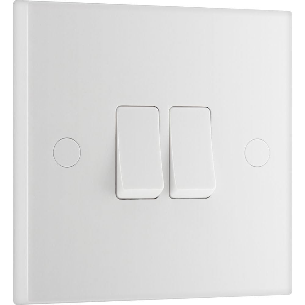 BG Electrical 9420J Double Light Switch, White Moulded, 2Way, 10AX