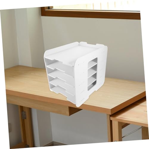 Stapelbarer Dokumentenhalter mit 5 Etagen, aus weißem Holz, Kunststoff, für A4-Papier, Büro, Schreibtisch, Nizat, effiziente Datei