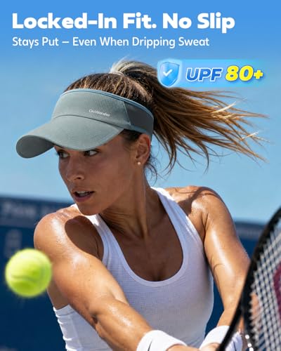 Image of Sport Sun Visor Hat for Women Men - Lightweight Stretchy Polyester Spandex Quick Dry Sweatband Wrinkle Resistant