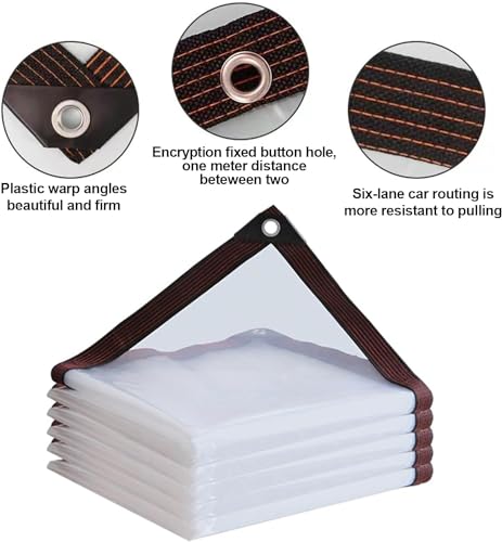 Bâche en PVC transparent étanche avec œillets pour fermeture auvent