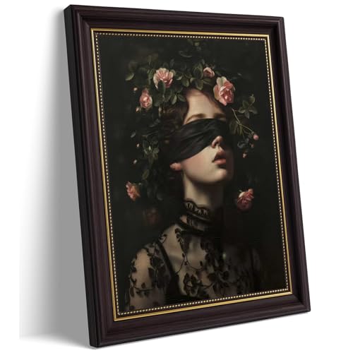Vintage Framed Gothic Dark Academy Wall Art Victorian Girl Wall