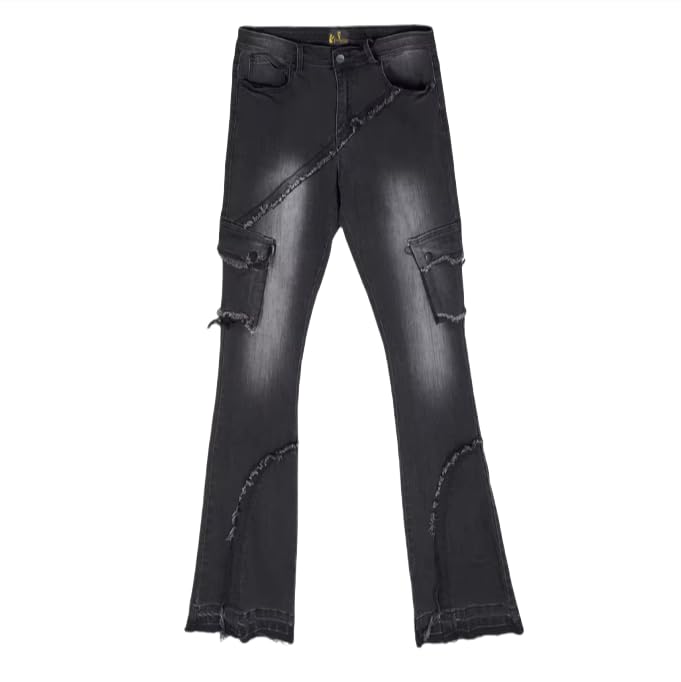 Men's Loose Straight-Leg Jeans Stacked Mid-Rise Work Pants Retro Casual Men's Jeans