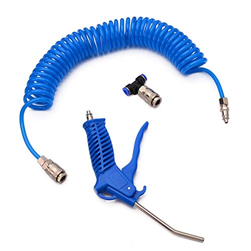 Útiles de limpieza para pistola Duster Compresor B 1set aire neumático Duster Kit de herramientas de 5,5 mm en forma de T de acero boquilla de aire plumero + golpe rápido Conector del soplador del pol