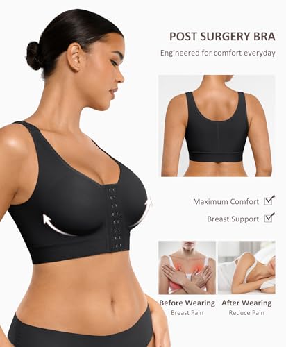 FeelinGirl Mastectomy Bras for Women Compression Post Op Surgery Bra Front Closure Surgical Recovery Everyday Bra2