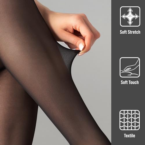 20D Sheer Black Tights for Women-Soft Stockings with Control Top Pantyhose2