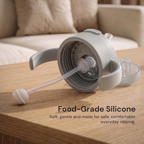 Image of BAYBEE Sipper for Baby with Soft Silicone Straw | Baby Sippy Cup with Anti-Spill Lock Water Bottle with Twin Handles | BPA-Free Tritan Drinking Sipper for Kids for Infants & Toddlers (280ml - Grey)