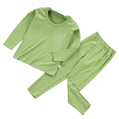 Ailan Ropa interior térmica para niños Elástico cuello Ropa interior de invierno Tops Traje, Verde, 120cm Cover