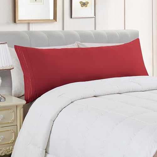Image of Elegant Comfort Luxury Ultra-Soft 1-Piece Body Pillowcase - 1500 Premium Hotel Quality Microfiber Double Brushed - Wrinkle Resistant, Body Pillowcase Size, Burgundy