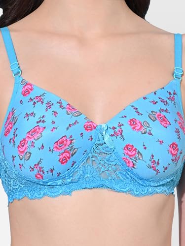 Image of FIMS - Fashion is my style Women Cotton Blend Padded Non-Wired Everyday Bra Pack of 1 Cup- B Multicolor