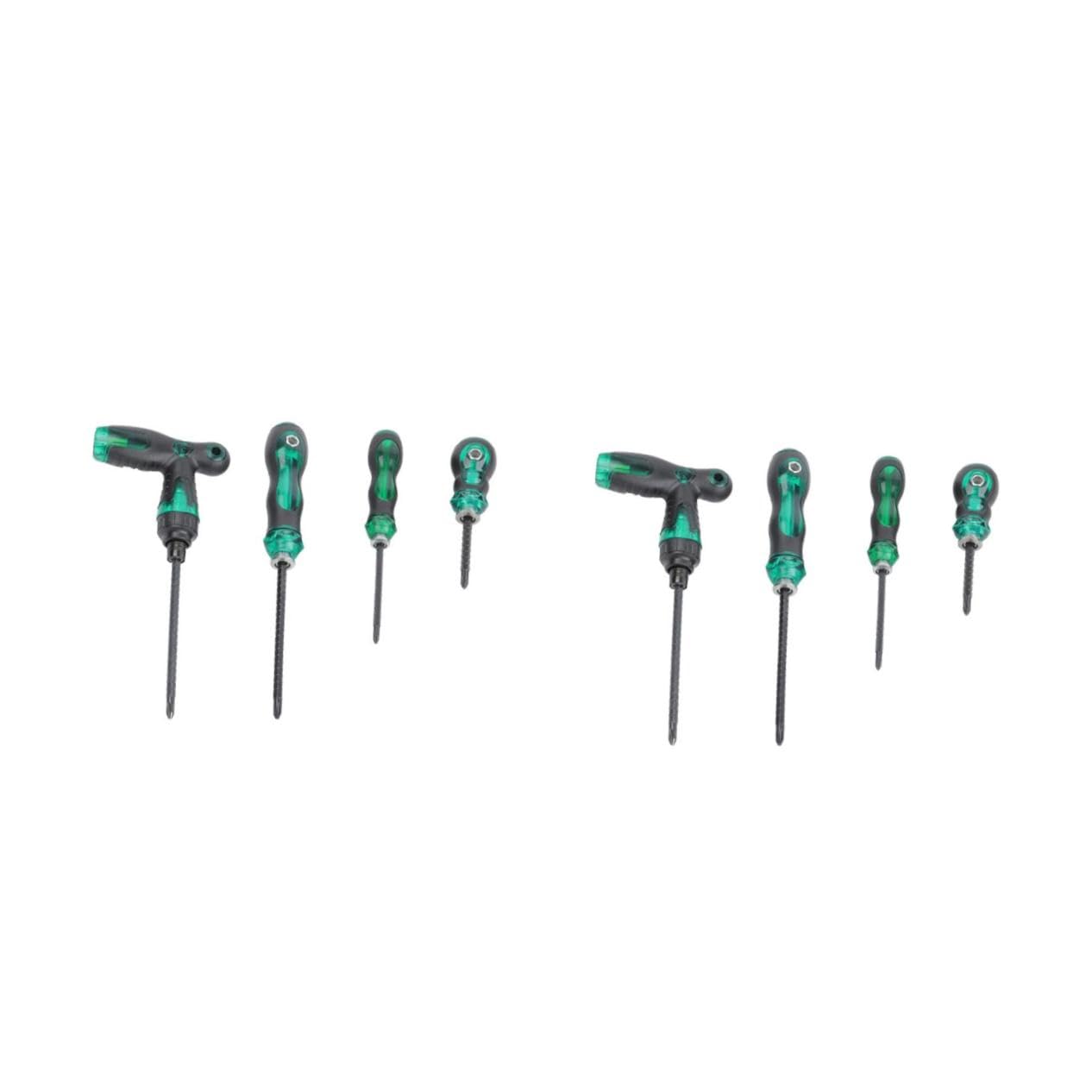 NUOBESTY 2 Set Cacciaviti Antiscivolo Testa Piatta Telescopico Chiave Precisione Cacciavite A Cricchetto A Taglio Cacciavite 2 in 1 Cacciaviti A Cricchetto Manico in Pp Nero 4 Pezzi*2