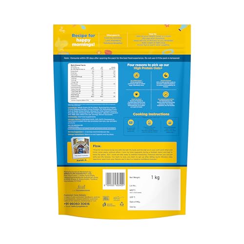 Image of Yogabar Oats High Protein 1Kg | Dark Chocolate & Almonds High Protein Oats | 23g Protein - No Added Sugar | Complete Protein Blend Whey + Soy | With Probiotics for Better Absorption | Fiber-Rich | Helps in Weight Management