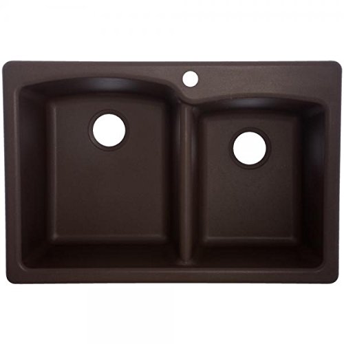 Franke Ellipse 33.0-In. X 22.0-In. Mocha Granite Dual Mount Double Bowl Kitchen Sink #TOP8