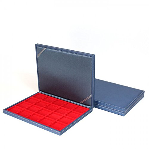 Lindner S2381-2122E LINDNER Münzkassette NERA M AZUR für 20 Münzrähmchen 50x50 mm - mit roter Münzeinlage