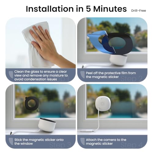 Image of INFIYA 2K Window Cameras for Home Security- 5Ghz & 2.4Ghz WiFi Window Camera, Color Night Vision, Motion & Human Detection, Continuous 24 /7 Recording, Cloud(Optional) & Local Storage, K1 1P