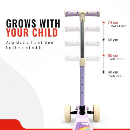 Image of Slovic Kick Scooter for Kids 3+ Years with Adjustable Handle Height [50 KG Capacity] | 3 Wheels Kids Scooter Toys | Foldable Kick Skating Cycle | Scooter Birthday Gift for Kids | BIS Approved| Purple