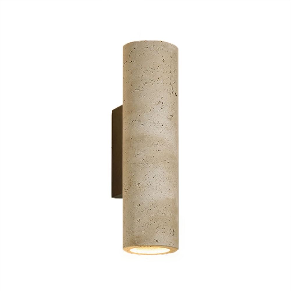FEITENGDA Japanese Cylindrical Travertine Wall Sconce Modern Minimalist Stone Wall Lamp Indoor Bedside Decor Wall Mount Light for Living Room Hallway Bedroom Stair(32cm/12.60in)