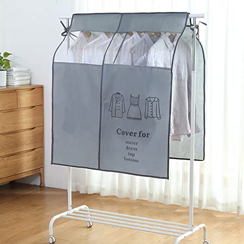 Housoutil Garment Bag Cover 42.13X36.61 Inch Non-Woven Dust Hood for Clothes Rail Water Resistant Storage Bag with Clear Window for Suits Shirts Coats - Image 2