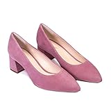  Trivia - Elegant Damenpumps aus Leder, Spitz Zulaufend und mit Niedrigem 5 cm Blockabsatz - Made in Spain - Modetrend: Lässige Absatzschuhe - Veloursleder, Violett Malve Violett 36 EU