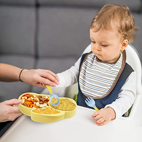 Vicloon Silicone Suction Plates for Toddler Kids Non Slip Weaning Plates for High Chairs and Tables (Yellow) - Image 4