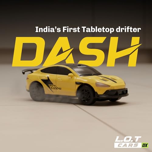Image of L.O.T Cars Dash Remote Control Car Toy | 2.4Ghz, 1:64 Scale | Rc Cars, Rc Drifting Cars, Proportional Steering, Birthday Gift, Dual-Speed Modes & Lights with 100m Remote Range (Sports Yellow)