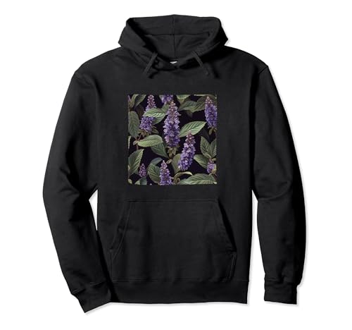 Anise Hyssop Flower Pattern Graphic Pullover Hoodie