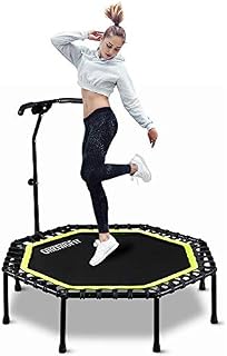 ONETWOFIT 51" Silent Trampoline with Adjustable Handle Bar, Fitness Trampoline Bungee Rebounder Jumping